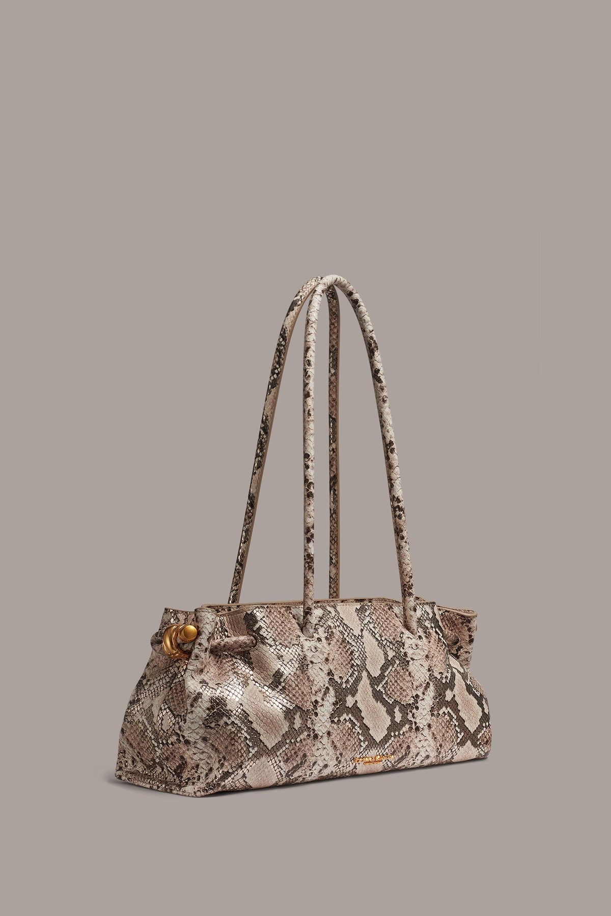 CASHMERE SNAKE-EFFECT MEDIUM TOTE - Neutral Multi