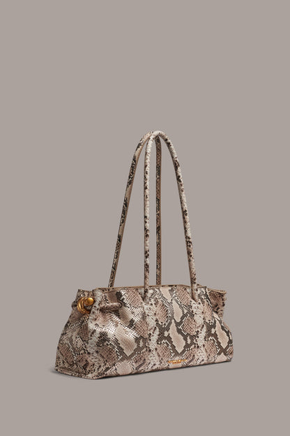 CASHMERE SNAKE-EFFECT MEDIUM TOTE - Neutral Multi
