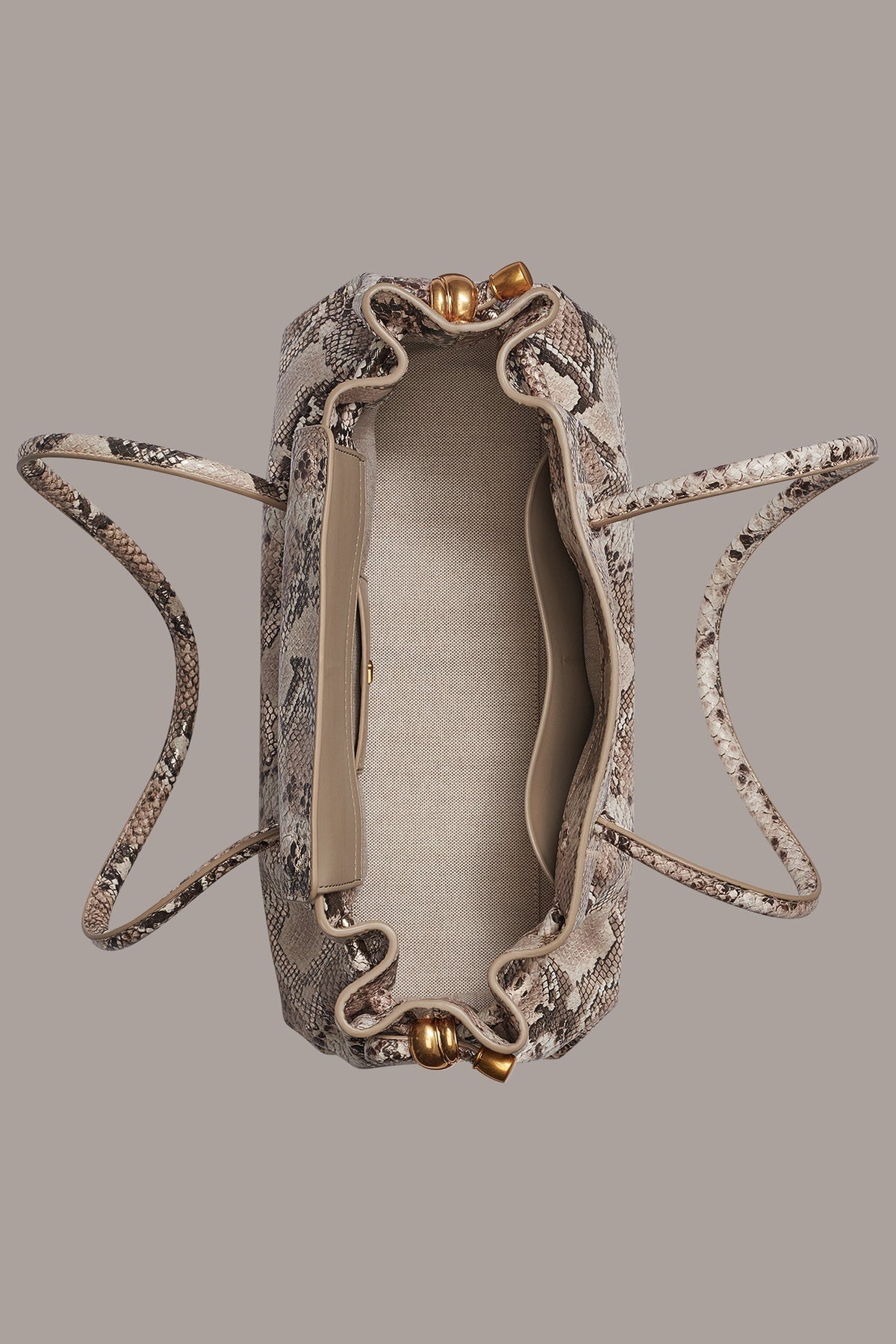 CASHMERE SNAKE-EFFECT MEDIUM TOTE - Neutral Multi