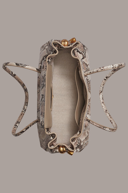CASHMERE SNAKE-EFFECT MEDIUM TOTE - Neutral Multi