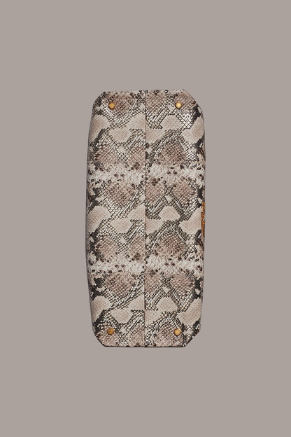CASHMERE SNAKE-EFFECT MEDIUM TOTE - Neutral Multi