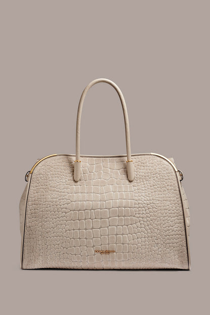 SATIN CROC-EFFECT SUEDE TOTE - Moth