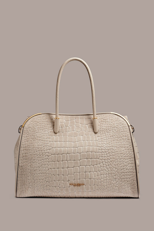 SATIN CROC-EFFECT SUEDE TOTE - Moth