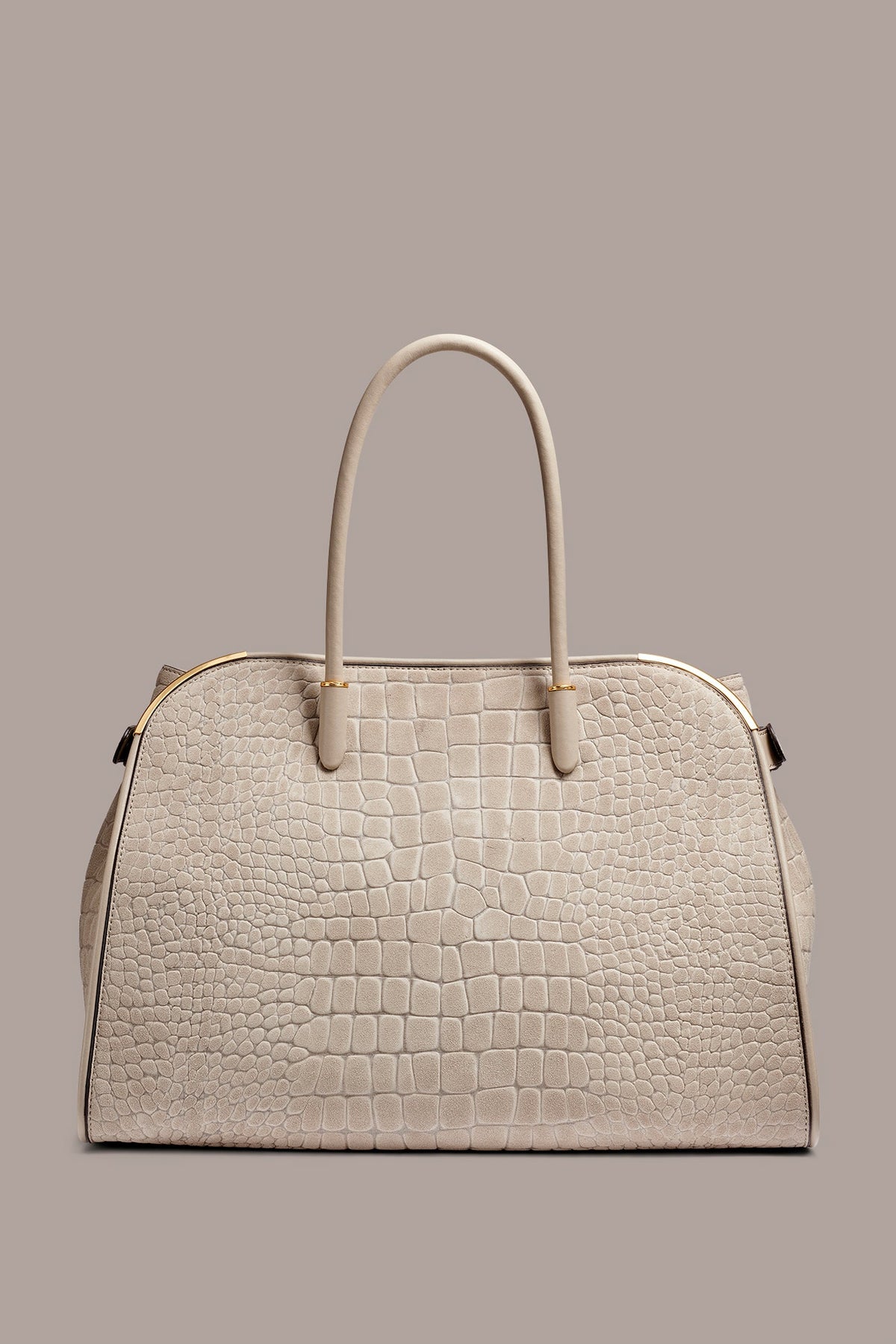 SATIN CROC-EFFECT SUEDE TOTE - Moth