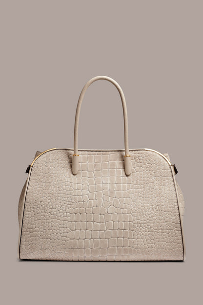 SATIN CROC-EFFECT SUEDE TOTE - Moth