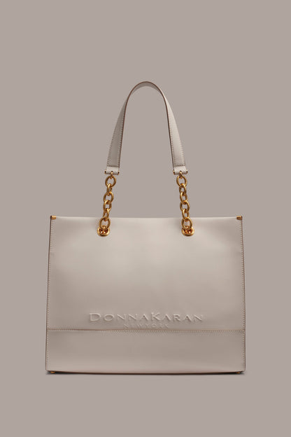 MERINO LEATHER LOGO TOTE - Sand