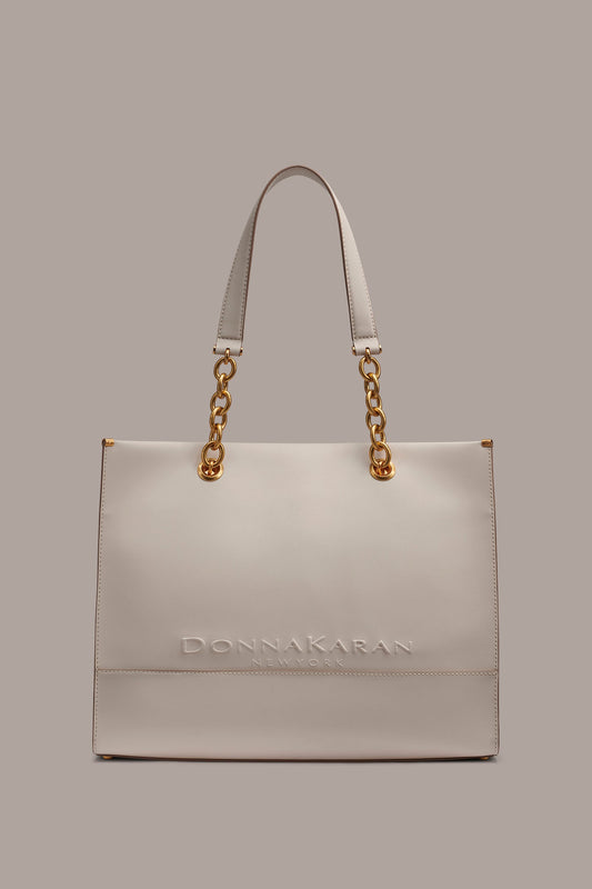 MERINO LEATHER LOGO TOTE - Sand