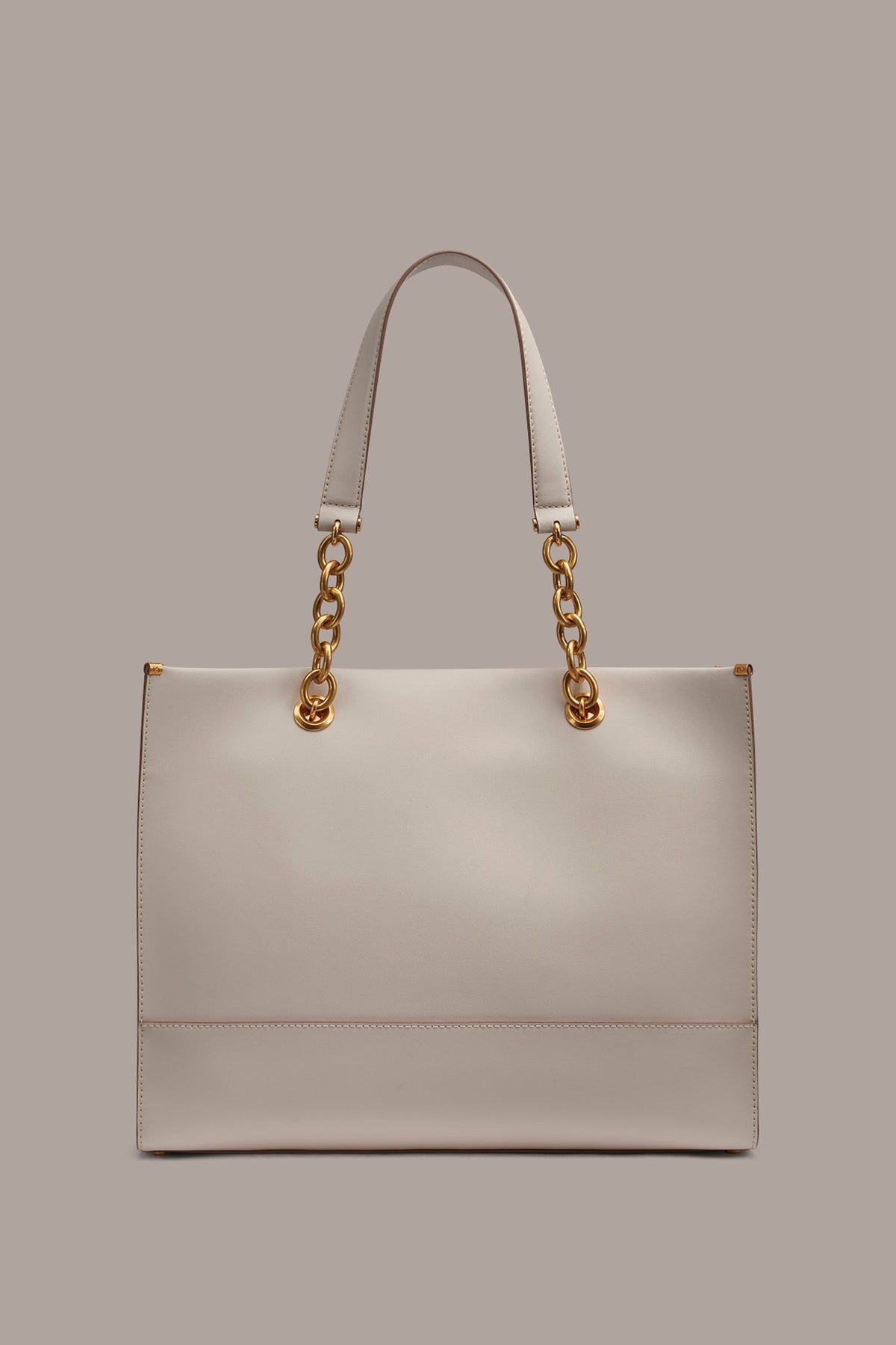 MERINO LEATHER LOGO TOTE - Sand