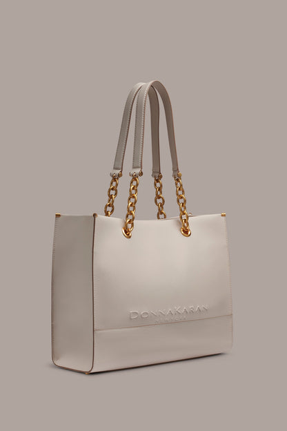 MERINO LEATHER LOGO TOTE - Sand