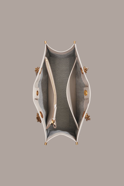 MERINO LEATHER LOGO TOTE - Sand