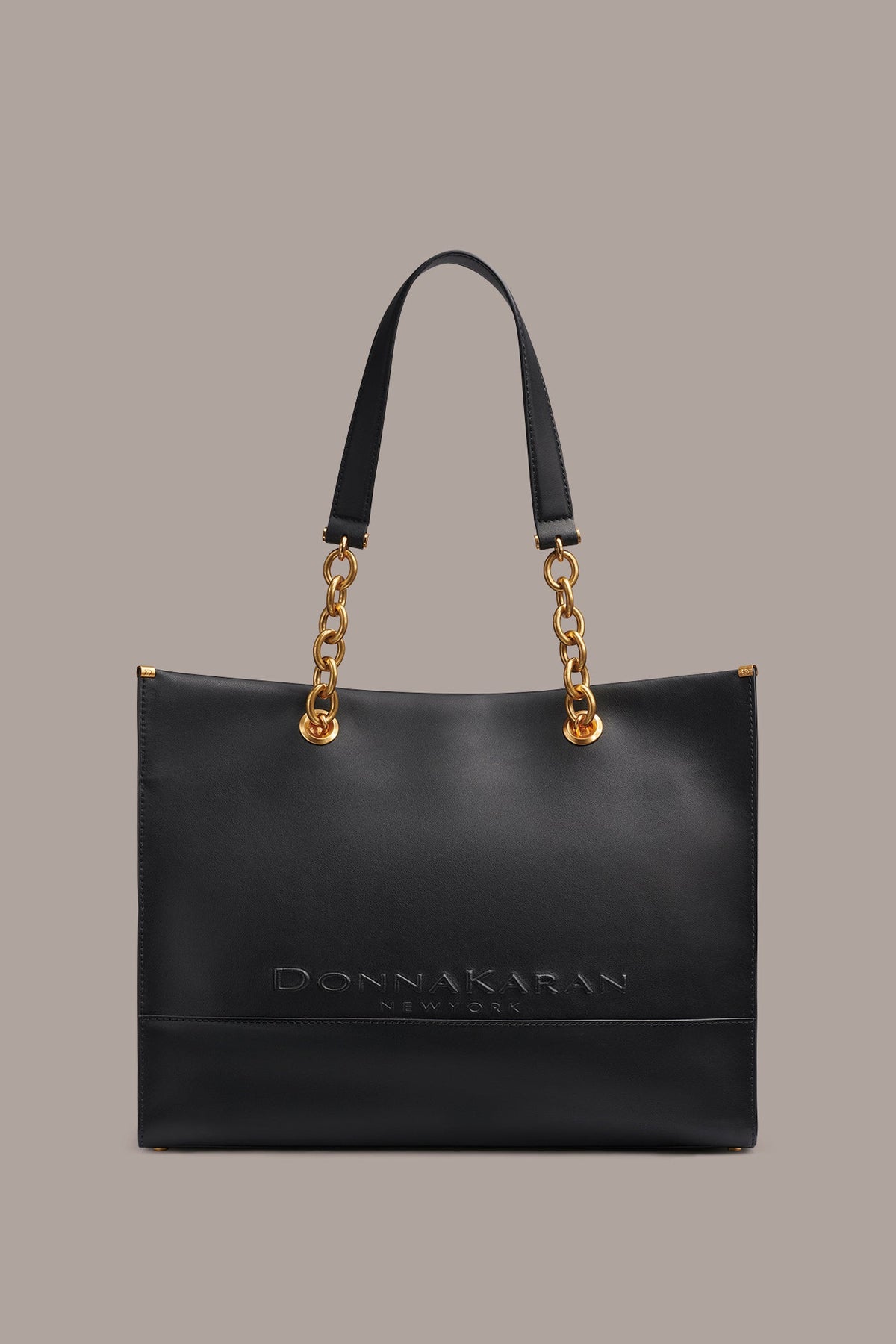 MERINO LEATHER LOGO TOTE - Black / Gold