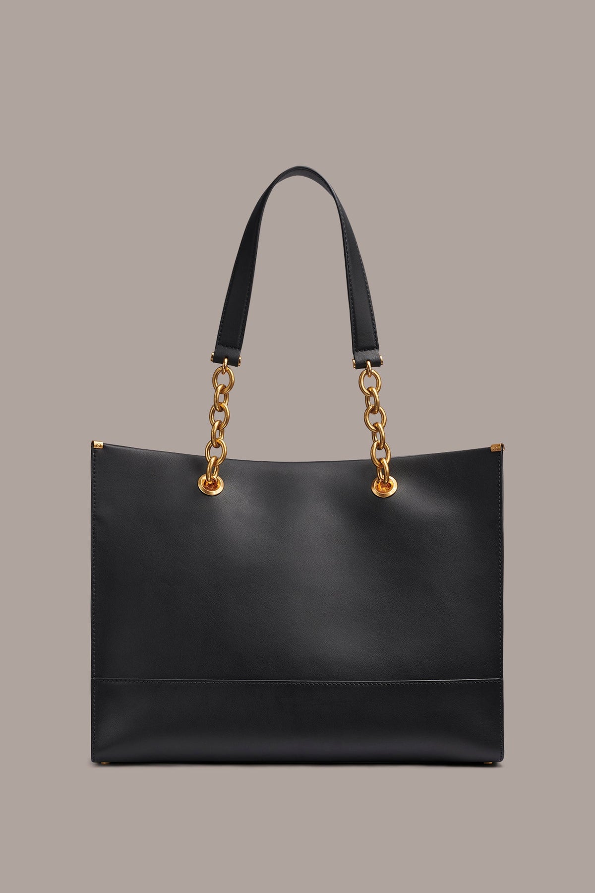 MERINO LEATHER LOGO TOTE - Black / Gold