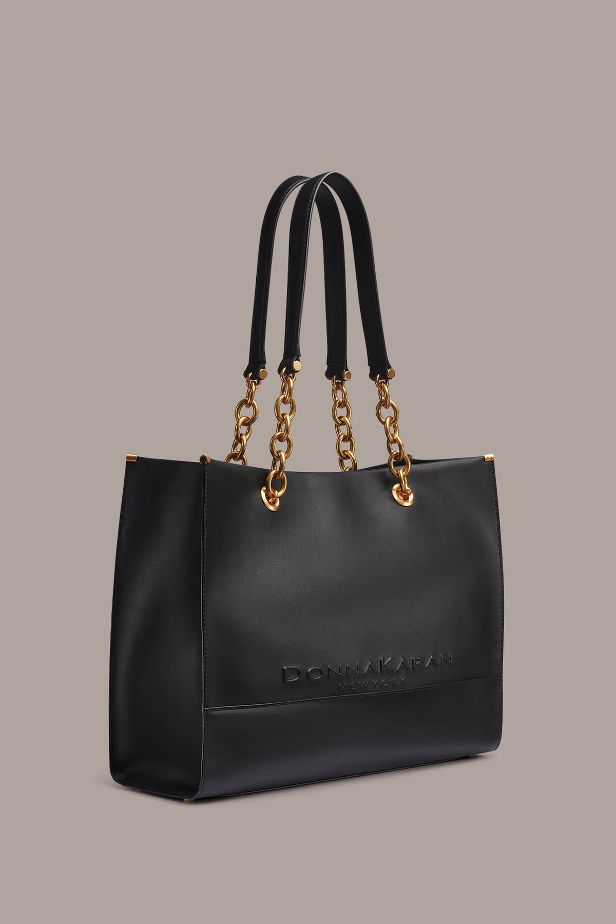 MERINO LEATHER LOGO TOTE - Black / Gold