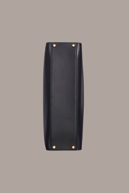 MERINO LEATHER LOGO TOTE - Black / Gold