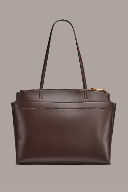 BRIDGEHAMPTON LEATHER TOTE - Umber