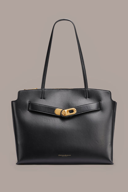 BRIDGEHAMPTON LEATHER TOTE - Black / Gold
