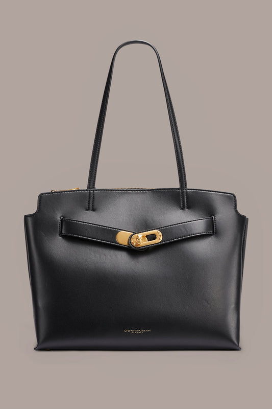 BRIDGEHAMPTON LEATHER TOTE - Black / Gold