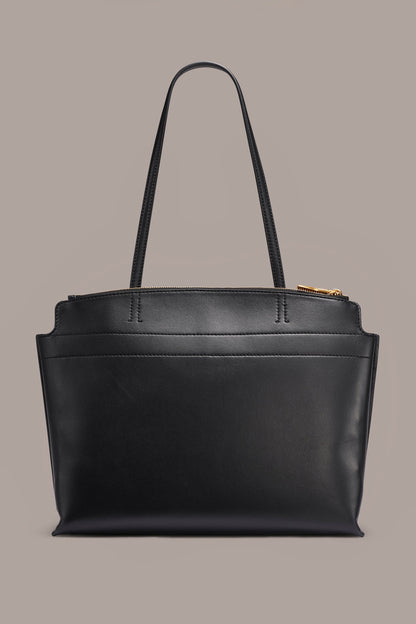 BRIDGEHAMPTON LEATHER TOTE - Black / Gold