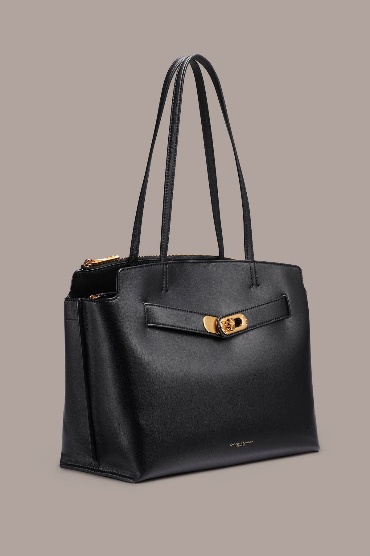 BRIDGEHAMPTON LEATHER TOTE - Black / Gold