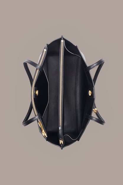 BRIDGEHAMPTON LEATHER TOTE - Black / Gold