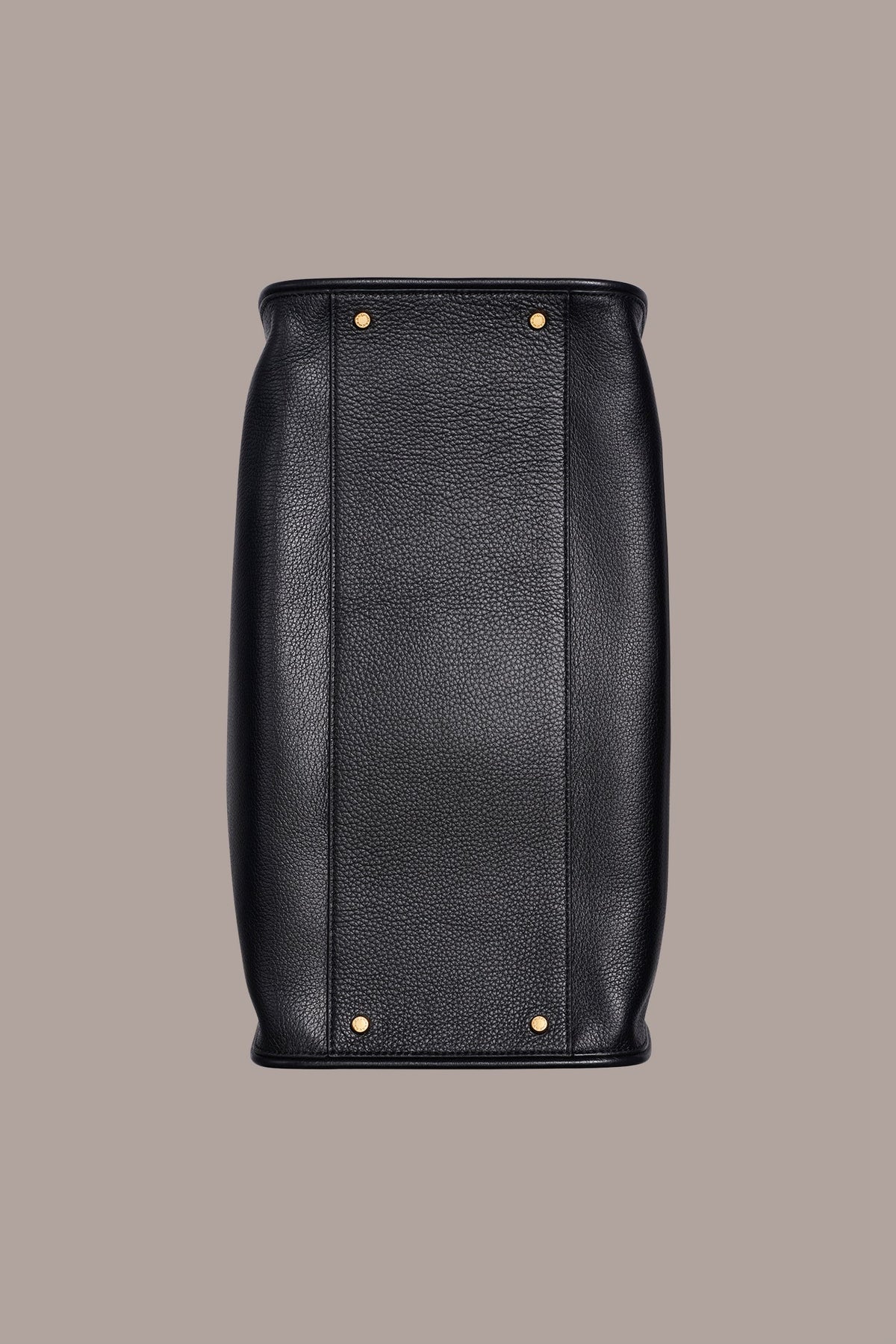 SATIN LEATHER TOTE - Black / Gold