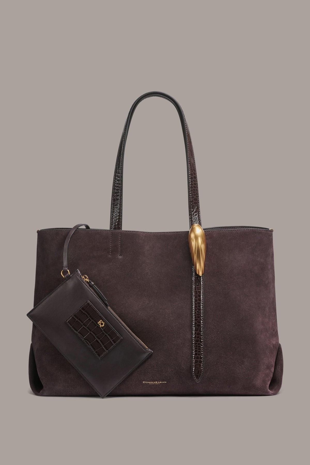 GEORGETTE SUEDE TOTE - CHOCOLATE PLUM