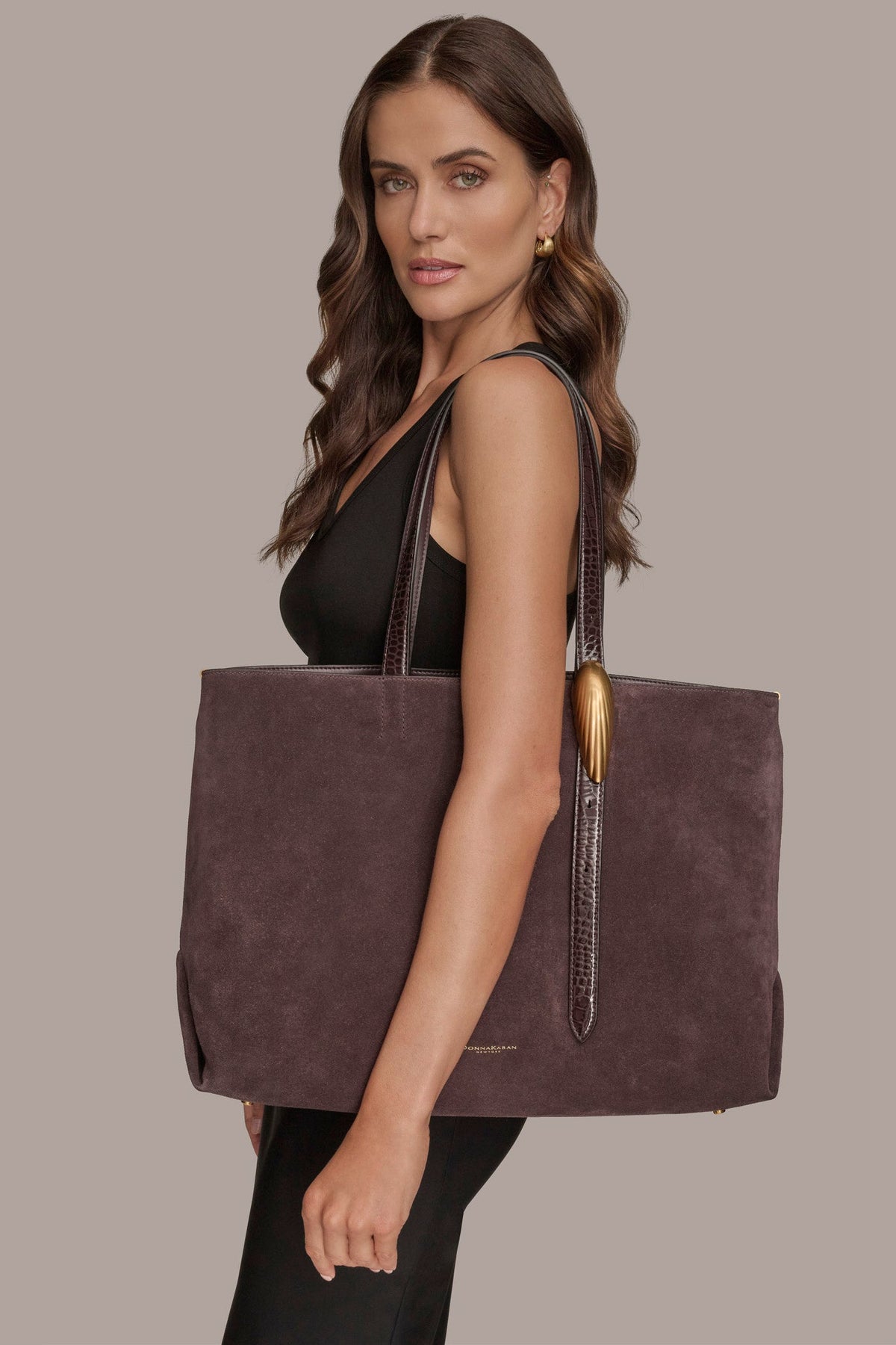 GEORGETTE SUEDE TOTE - CHOCOLATE PLUM
