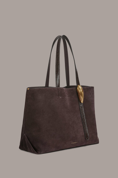 GEORGETTE SUEDE TOTE - CHOCOLATE PLUM