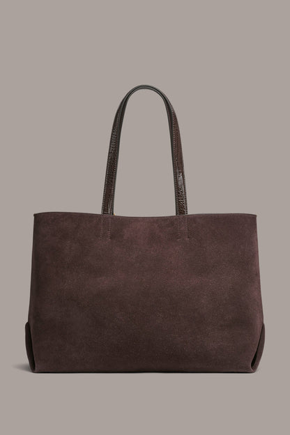 GEORGETTE SUEDE TOTE - CHOCOLATE PLUM