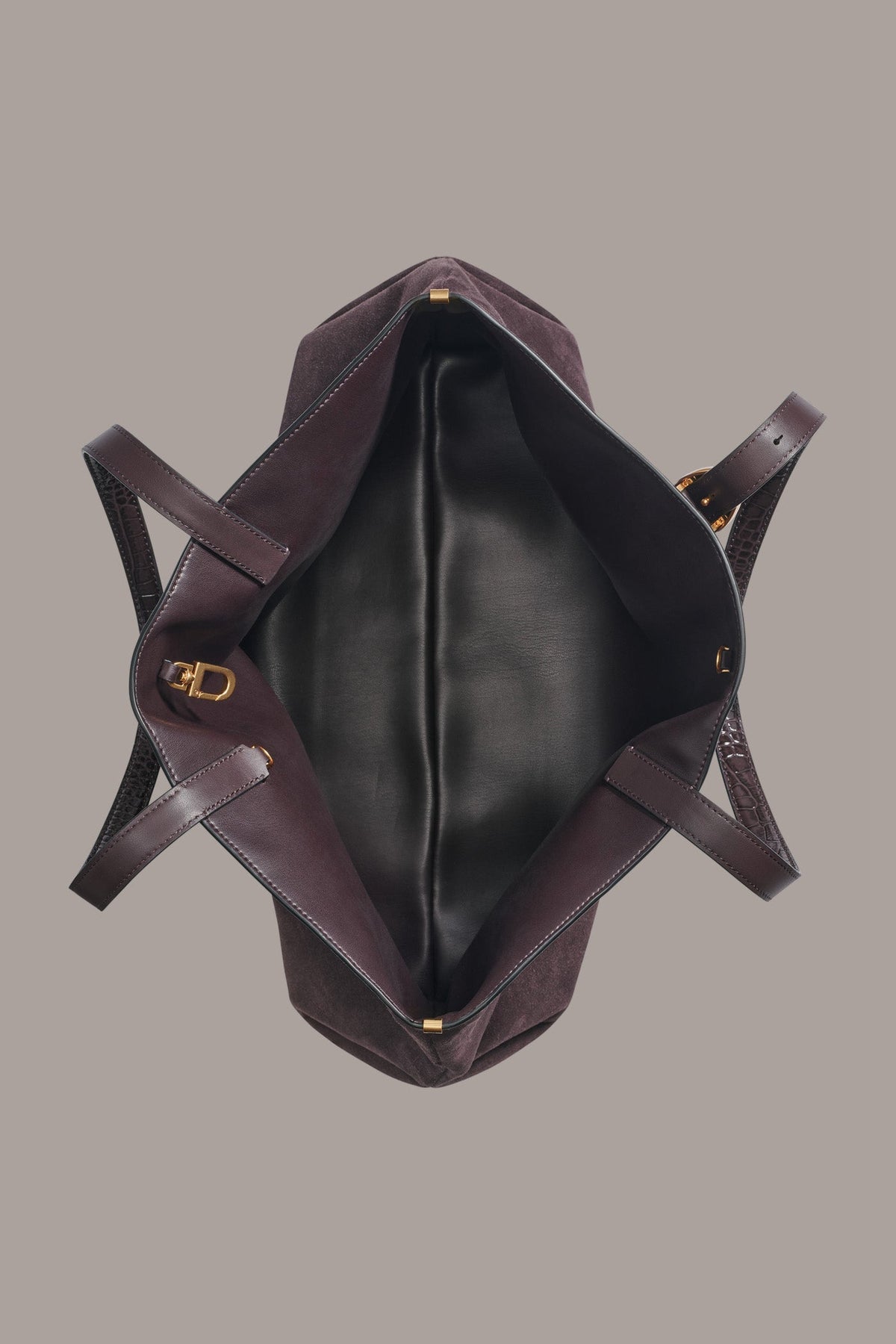 GEORGETTE SUEDE TOTE - CHOCOLATE PLUM