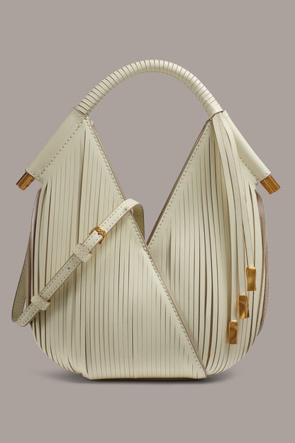 BALDWIN LASER-CUT LEATHER MICRO CROSSBODY BAG - Butter Cream