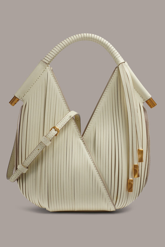 BALDWIN LASER-CUT LEATHER MICRO CROSSBODY BAG - Butter Cream