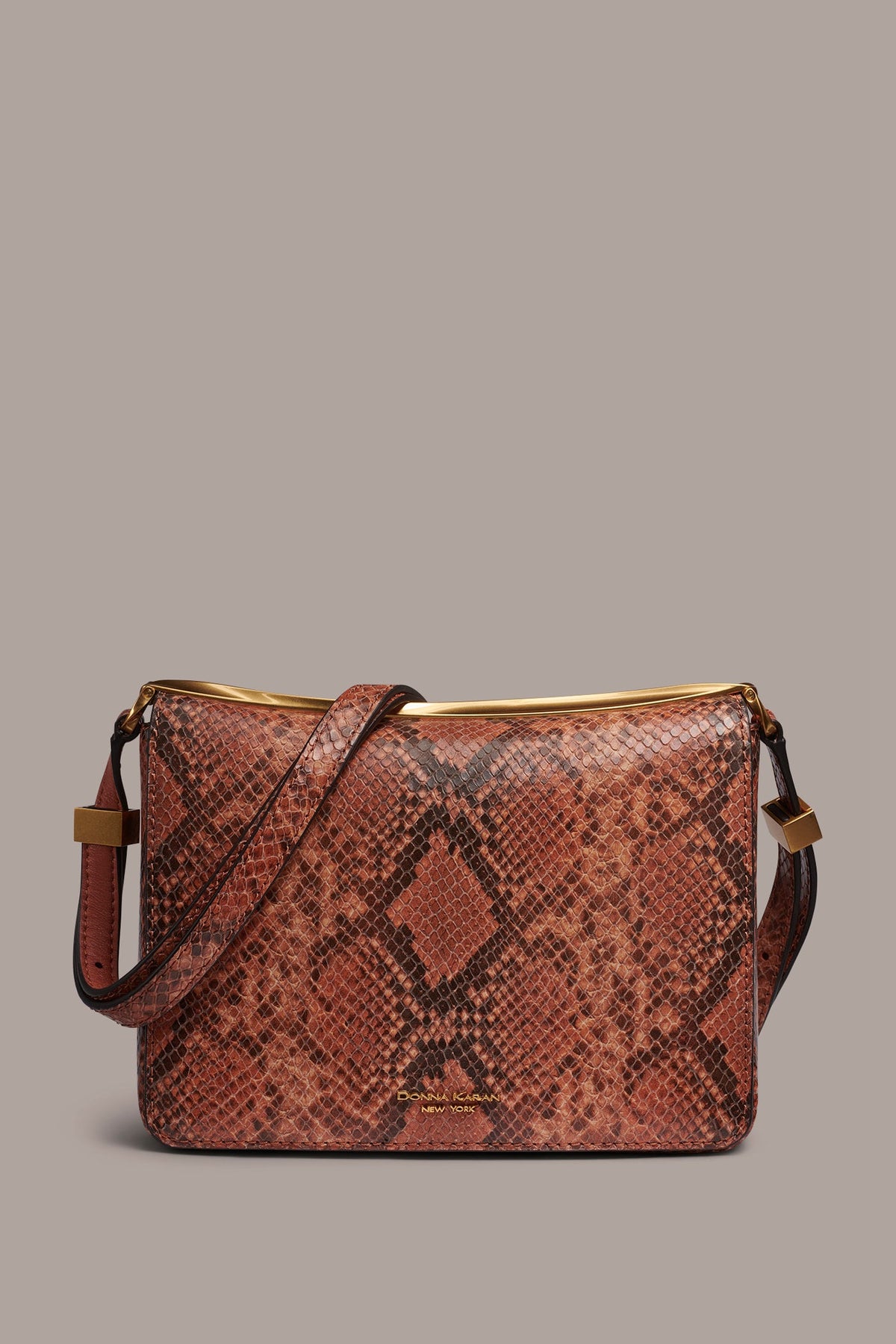JERICHO SNAKE-EFFECT LEATHER SHOULDER BAG - Amber