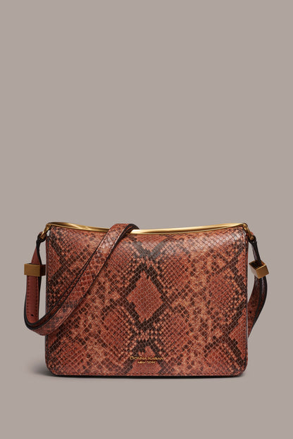 JERICHO SNAKE-EFFECT LEATHER SHOULDER BAG - Amber