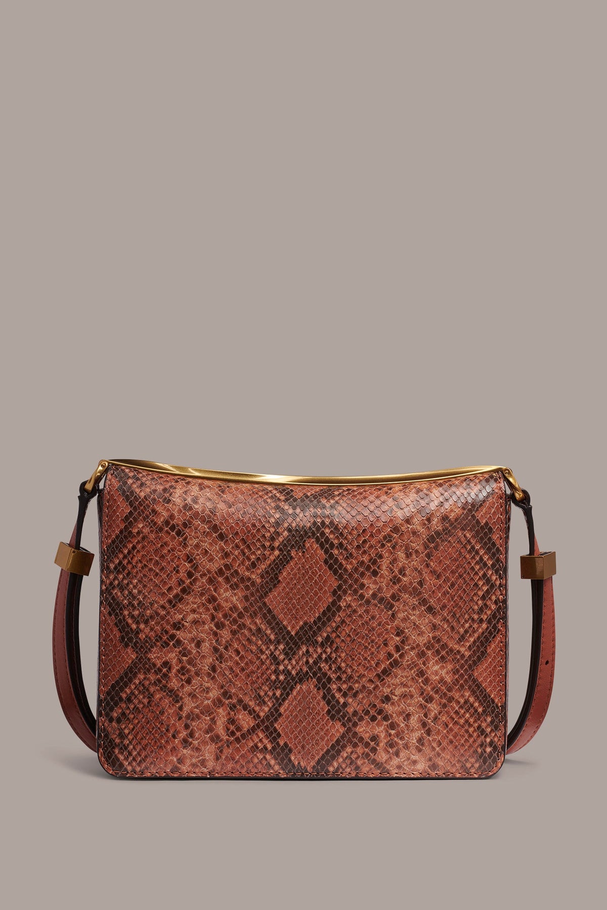 JERICHO SNAKE-EFFECT LEATHER SHOULDER BAG - Amber