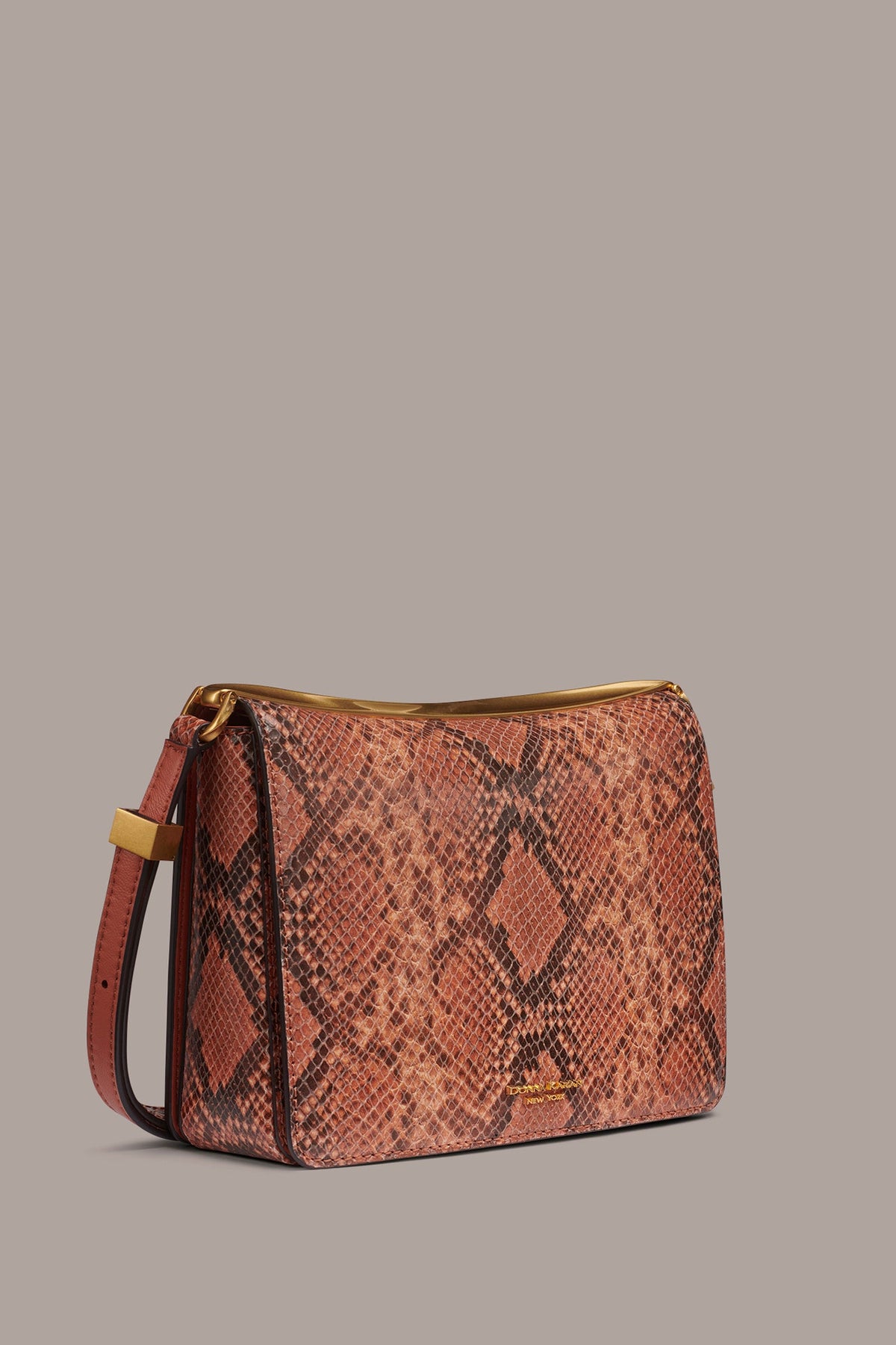 JERICHO SNAKE-EFFECT LEATHER SHOULDER BAG - Amber