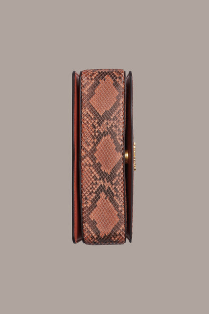JERICHO SNAKE-EFFECT LEATHER SHOULDER BAG - Amber