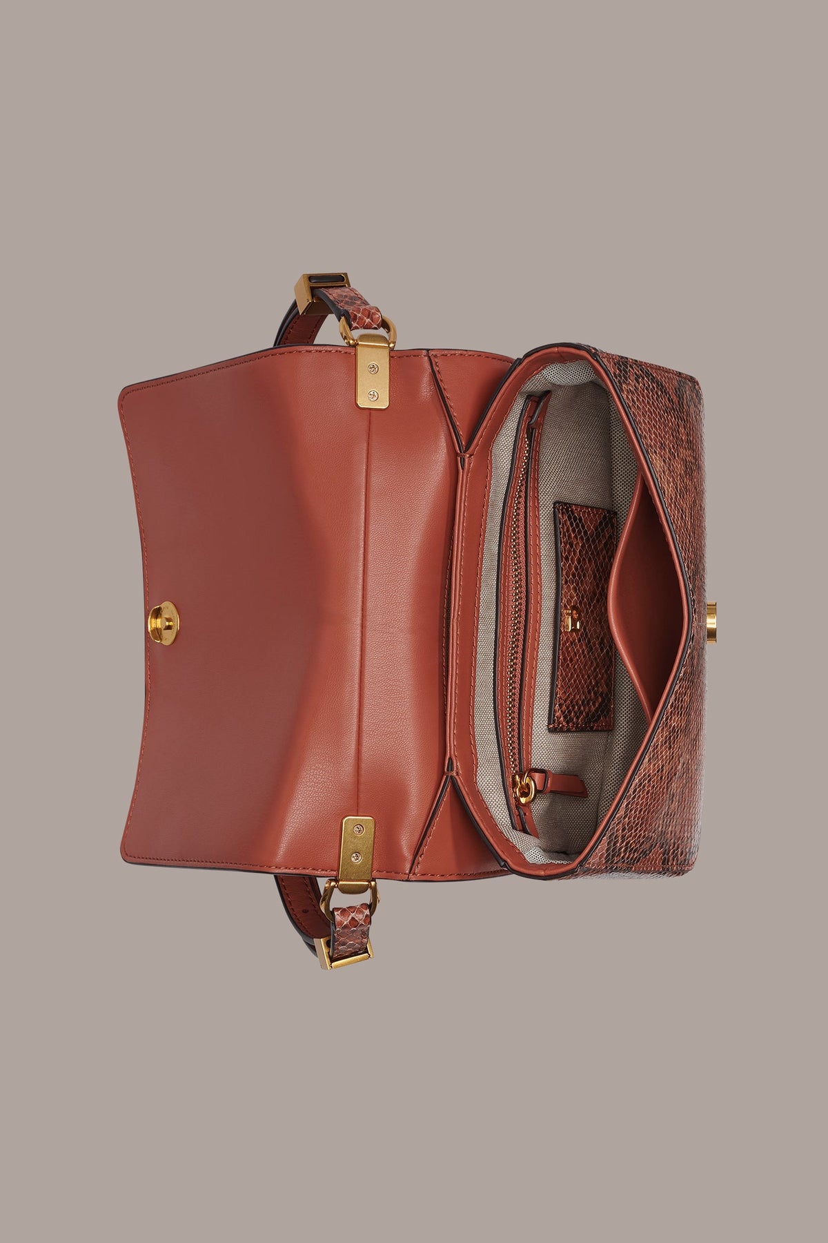 JERICHO SNAKE-EFFECT LEATHER SHOULDER BAG - Amber