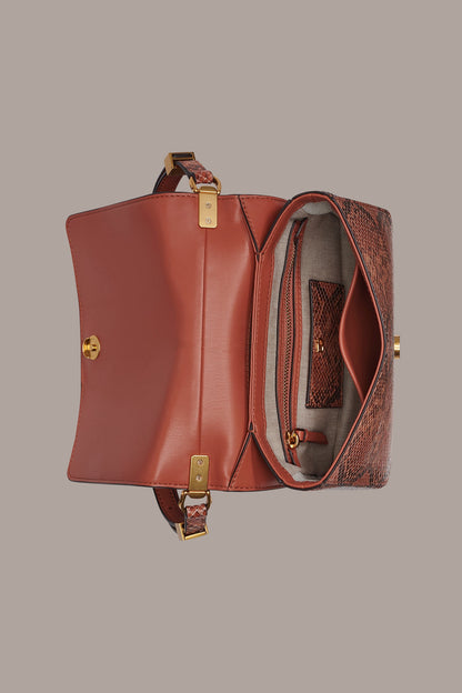 JERICHO SNAKE-EFFECT LEATHER SHOULDER BAG - Amber