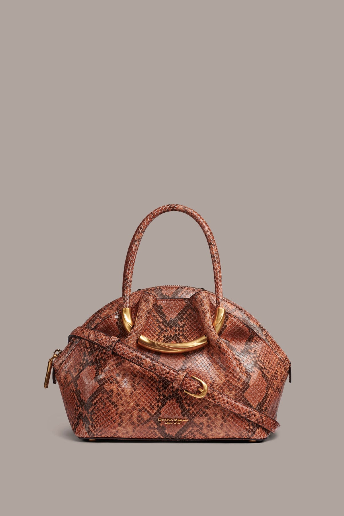 OXFORD SNAKE-EFFECT LEATHER CROSSBODY BAG - Amber