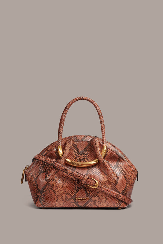 OXFORD SNAKE-EFFECT LEATHER CROSSBODY BAG - Amber