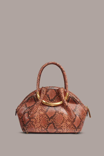 OXFORD SNAKE-EFFECT LEATHER CROSSBODY BAG - Amber