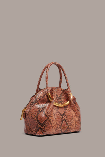 OXFORD SNAKE-EFFECT LEATHER CROSSBODY BAG - Amber