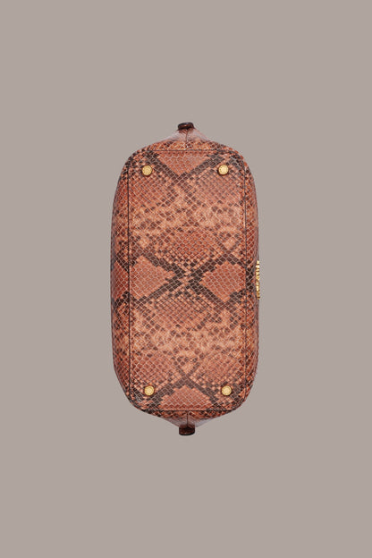 OXFORD SNAKE-EFFECT LEATHER CROSSBODY BAG - Amber