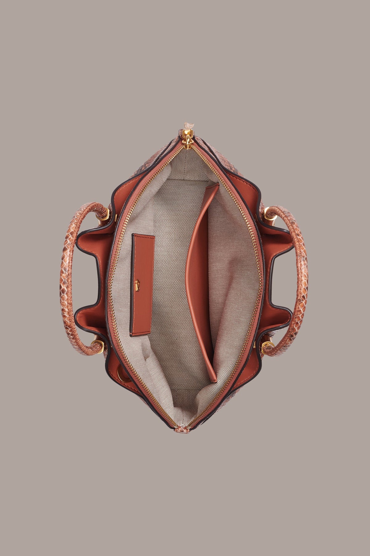 OXFORD SNAKE-EFFECT LEATHER CROSSBODY BAG - Amber