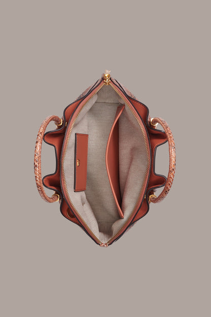 OXFORD SNAKE-EFFECT LEATHER CROSSBODY BAG - Amber