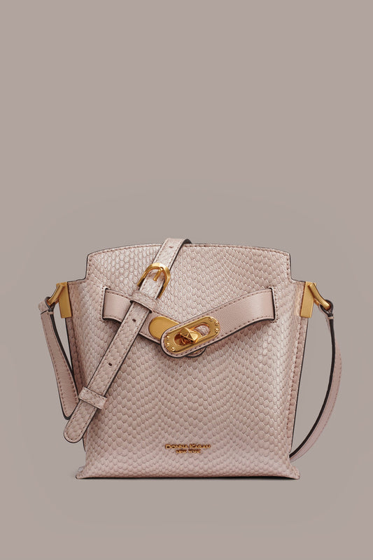 BRIDGEHAMPTON SNAKE-EFFECT LEATHER CROSSBODY BAG - Snow Petal