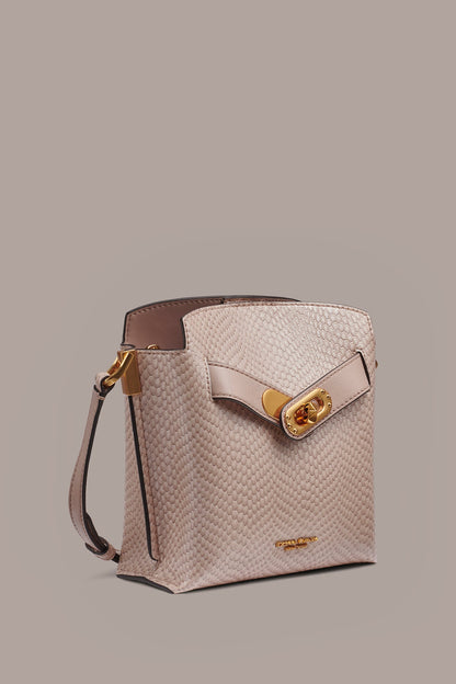 BRIDGEHAMPTON SNAKE-EFFECT LEATHER CROSSBODY BAG - Snow Petal