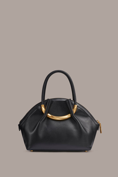 OXFORD LEATHER CROSSBODY BAG - Black / Gold
