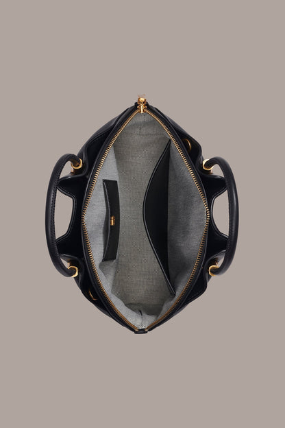 OXFORD LEATHER CROSSBODY BAG - Black / Gold